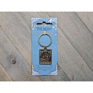 The Moon Tarot Keyring , Keychain, Tarot Card, Rider-Waite, Gold-tone, Keychain
